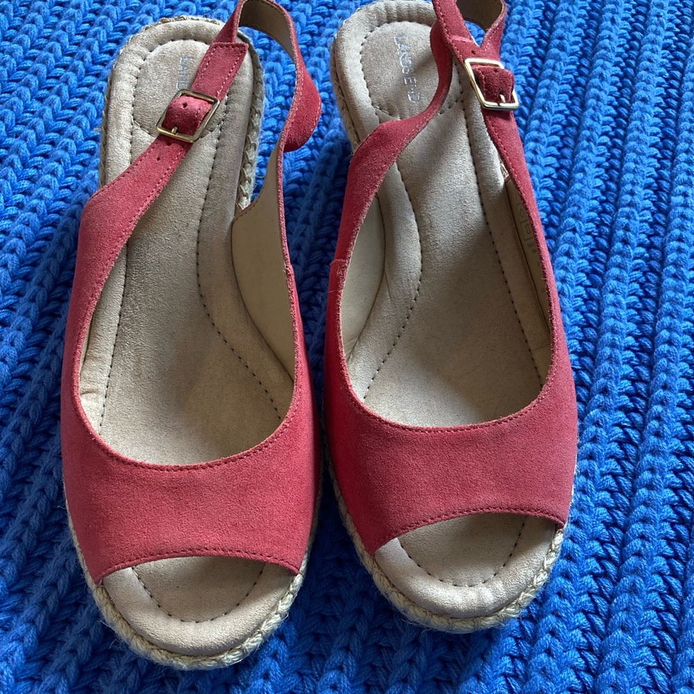 Lands End Red Open Toes Espadrilles